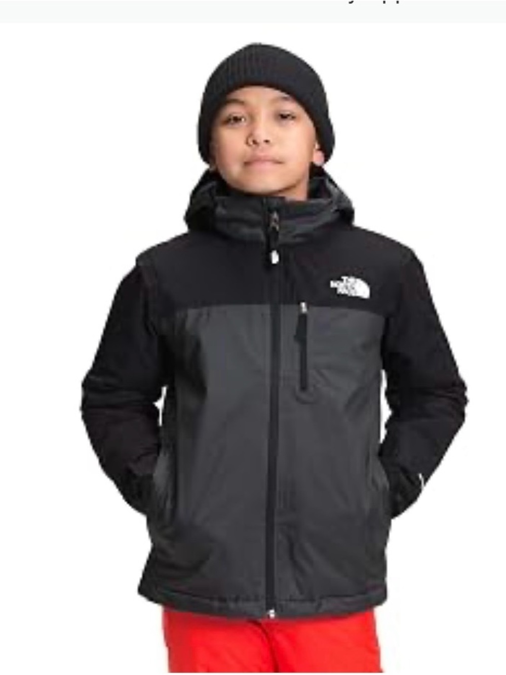 The North Face Black and Charcoal Hooded Shell Jacket boys XL